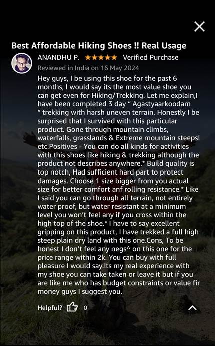 Review of Asian Footwears trekking shoes.