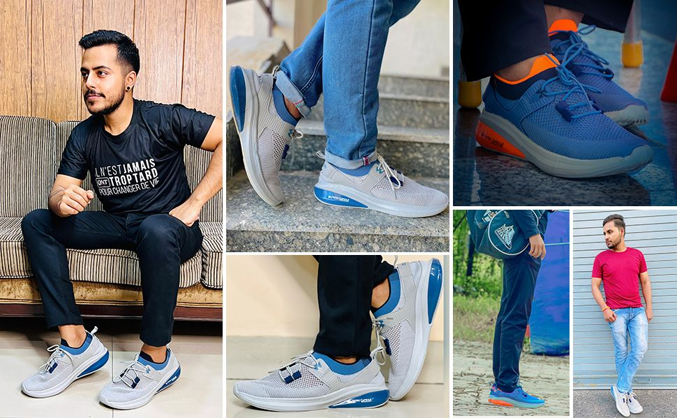 Laced walking shoe for men.