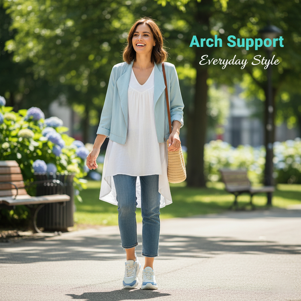 Stylish women's sneaker with arch support and style.